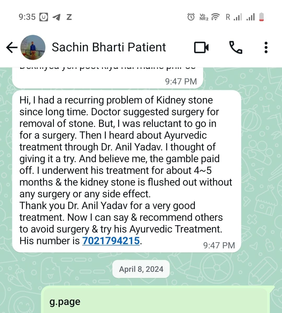 Sachin Bharti’s Kidney Stone Removed Naturally Without Surgery