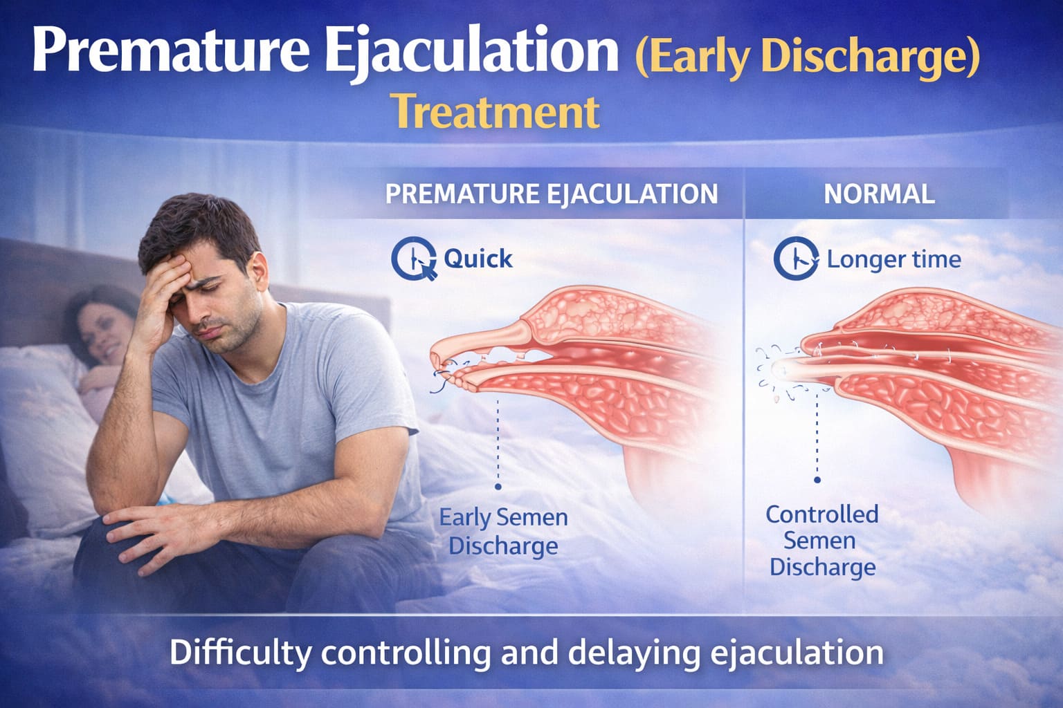 Premature ejaculation treatment for early discharge and control problems